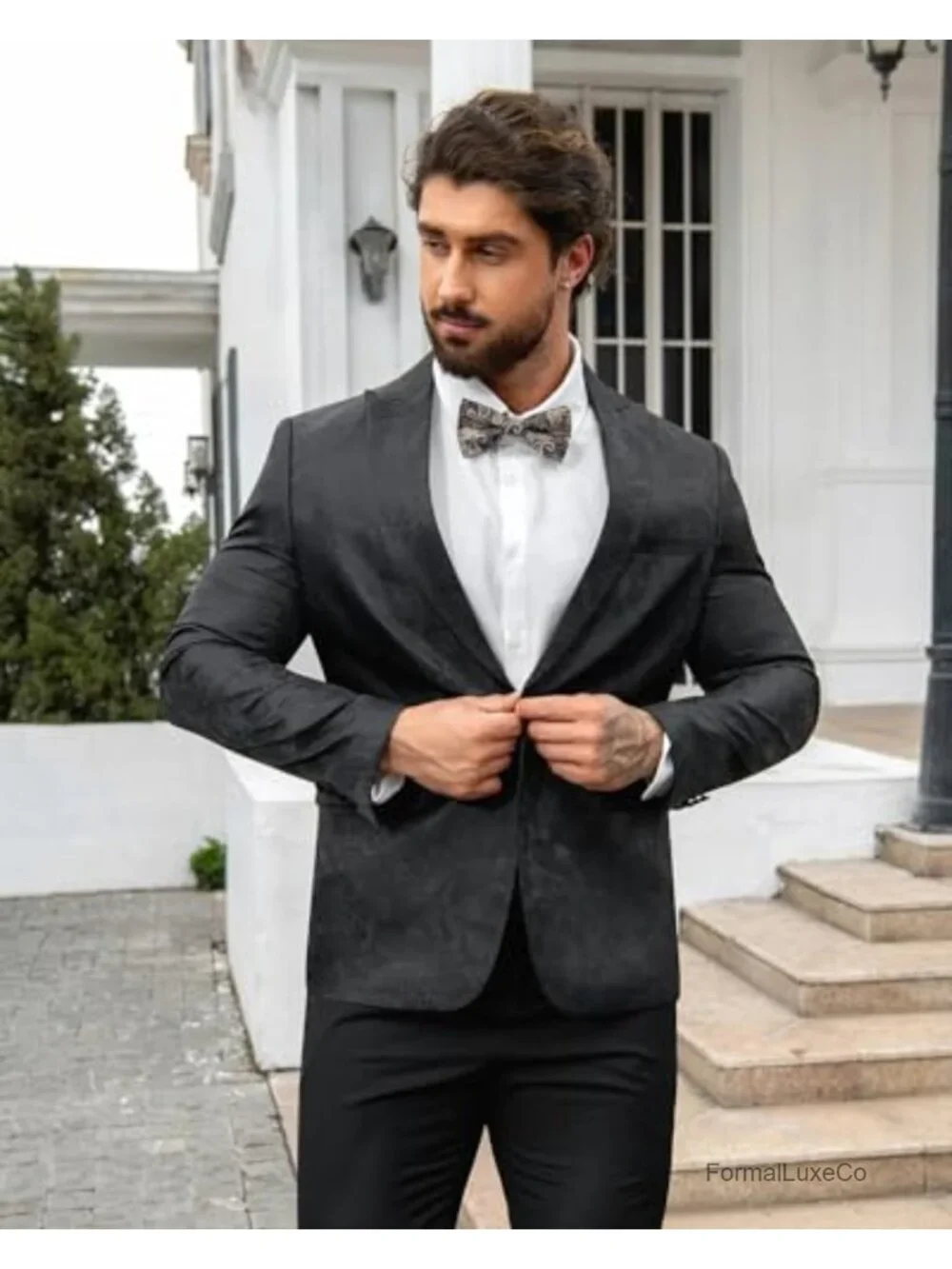 Men's Slim Fit Paisley Sport Coat Blazer 1 Button Party Suit Jacket
